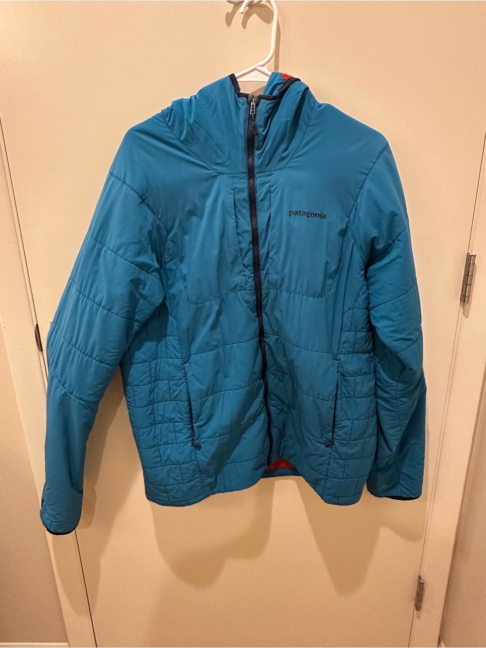 Patagonia Teal Blue Hooded Insulated Puffer Jacket